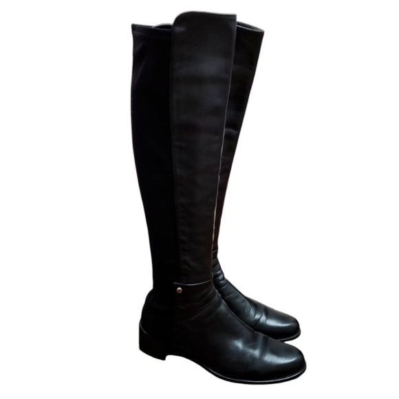 STUART WEITZMAN Leather Knee High Black Riding Boots Size 8 - Picture 3 of 15